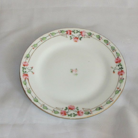Antique Nippon Cake Plate Hand Painted Pink Floral Japan  Cottagecore - Picture 1 of 1